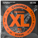 D'Addario Chromes Flat Wound Electric Guitar Strings, Medium, 13-56