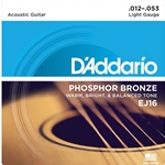 D'Addario EJ16 Phosphor Bronze Acoustic Guitar Strings, Light, 12-53