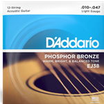 D'Addario EJ38 12-String Phosphor Bronze Acoustic Strings, Light, 10-47