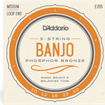 D'Addario EJ55 5-String Banjo Strings, Phosphor Bronze, Medium, 10-23