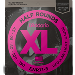 D'Addario Half Round 5-String Bass Guitar Strings, Regular Light, 45-130, Long Scale