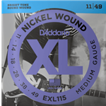 D'Addario EXL115 Nickel Wound Electric Guitar Strings, Medium/Blues-Jazz Rock, 11-49