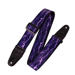 Levys 2" Polyester Guitar Strap - Purple Lightning