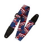 Levys 2" Polyester Guitar Strap - American Flags Motif