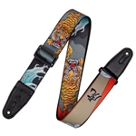 Levys 2”-Wide Polyester Guitar Strap with Japanese Traditional Tiger Motif