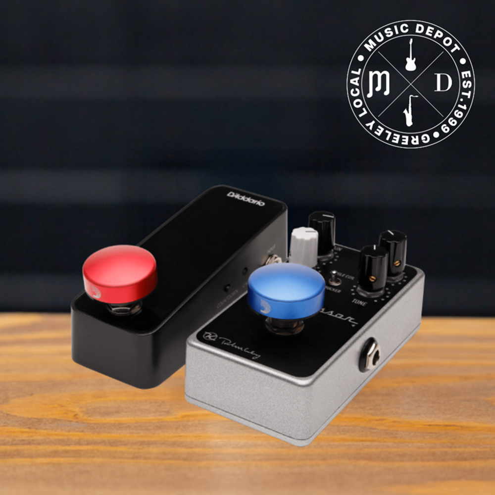 Music Depot LLC - D'Addario XPND Footswitch Topper, Blue/Red 2-pack