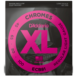 D'Addario Chromes Bass Guitar Strings, Light, 45-100, Long Scale