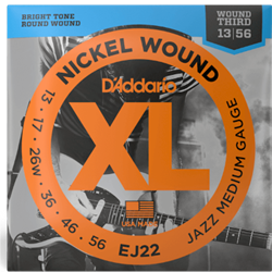 D'Addario EJ22 Nickel Wound Electric Guitar Strings, Jazz Medium, 13-56