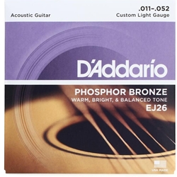 D'Addario EJ26 Phosphor Bronze Acoustic Guitar Strings, Custom Light, 11-52