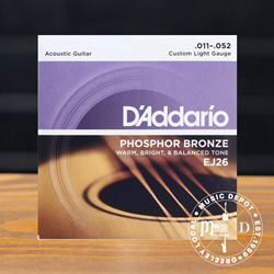 D'Addario EJ26 Phosphor Bronze Acoustic Guitar Strings, Custom Light, 11-52