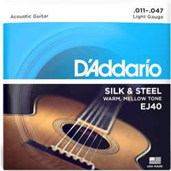 D'Addario EJ40 Silk & Steel Folk Guitar Strings, 11-47