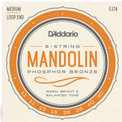 D'Addario EJ74 Mandolin Strings, Phosphor Bronze, Medium, 11-40