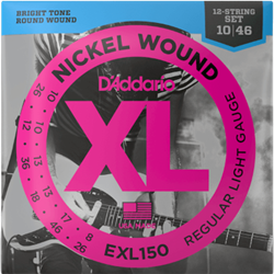 D'Addario EXL150 Nickel Wound Electric Guitar Strings, 12-String, Regular Light, 10-46