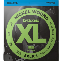 D'Addario EXL165 Regular Light Top/Medium Bottom, Long Scaled, XL Nickel Bass Strings