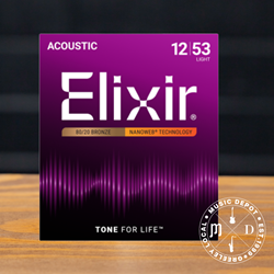 Elixir 80/20 Bronze Light Acoustic Guitar Strings 12-53