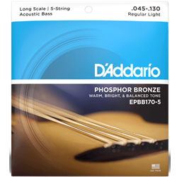 D'Addario Acoustic Bass 5 String Set 45-130 Gauge