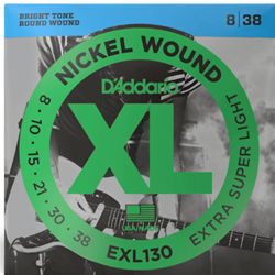 D'Addario EXL130 Nickel Wound Electric Guitar Strings, Extra-Super Light, 8-38