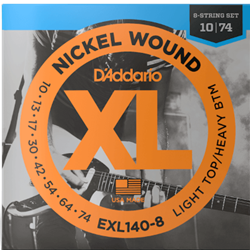 D'Addario EXL140 8 String 10-74 Light Top/Heavy Bottom, XL Nickel