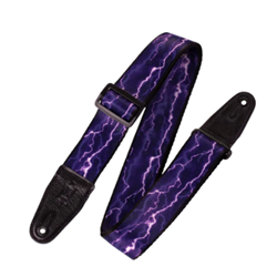 Levys 2" Polyester Guitar Strap - Purple Lightning