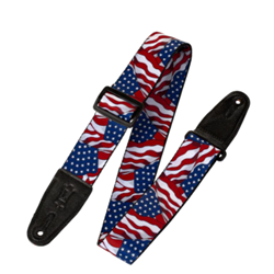 Levys 2" Polyester Guitar Strap - American Flags Motif