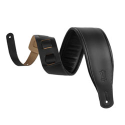 Levys 3" Top Grain Leather Guitar Strap - Black