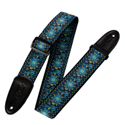 Levys 2" Wide Hootenanny Series Jacquard Guitar Strap - Blue and Yellow