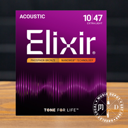 Elixir Phosphor Bronze  XLight Acoustic Guitar Strings 10-47